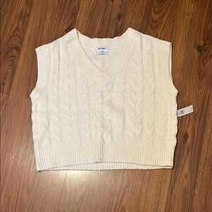 Women's Cream Cable Knit Sweater Vest